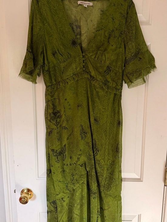 Urban Outfitters Dresses & Skirts - Urban Outfitters Olive Green Sheer Printed Midi Dress